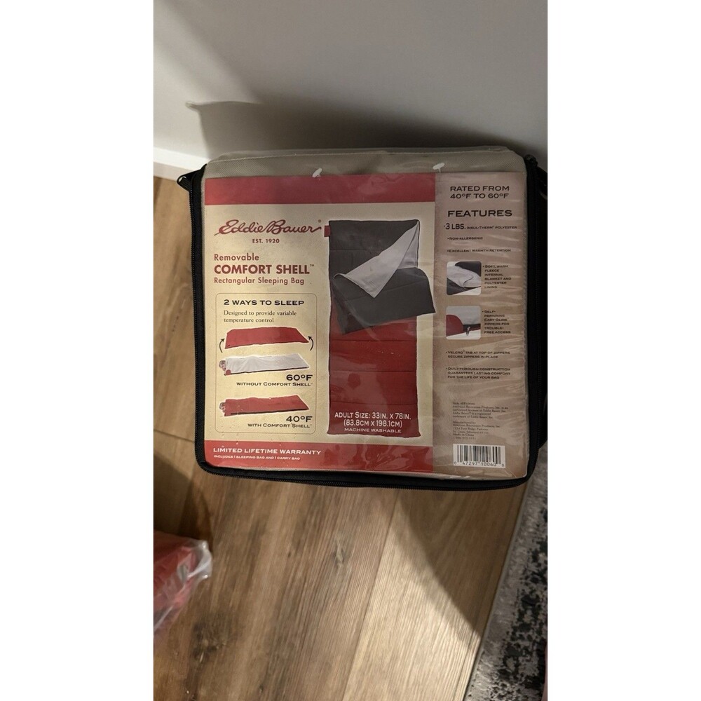 New Eddie Bauer Convertible Sleeping Bag With Removable Comfort Sheet Red